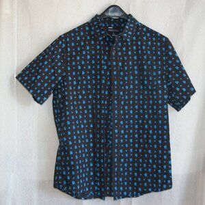Public Opinion Black Button Shirt with Blue Pattern